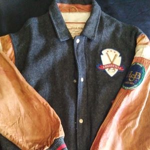 Vintage Louisville Slugger Leather Wool Varsity Jacket Lined Size L
